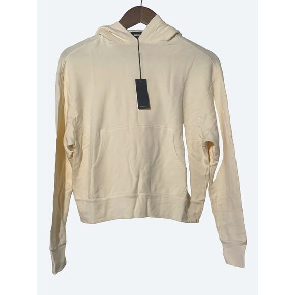 Monrow Supersoft Fleece Girlfriend Pull Over Hoodie Buttercream Small NWT - Picture 1 of 7